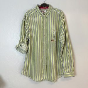 •MONTAUK TACKLE‎ CO• NEW Sea Grass Stripe Button-Down Dress Shirt Size Large